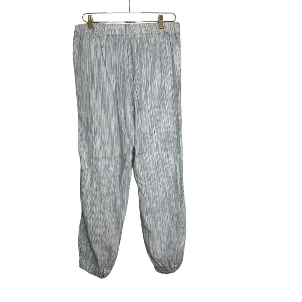 J Jill Linen‎ Blend Stretch Pants Women 12T White Grey Stripe Pockets Casual